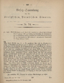 Gesetz-Sammlung für die Königlichen Preussischen Staaten, 24. November, 1868, nr. 74.
