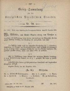 Gesetz-Sammlung für die Königlichen Preussischen Staaten, 30. Dezember, 1868, nr. 79.