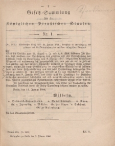 Gesetz-Sammlung für die Königlichen Preussischen Staaten, 3. Februar, 1864, nr. 1.