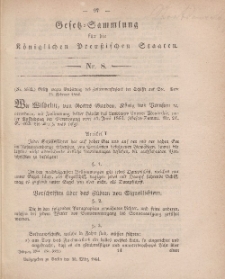 Gesetz-Sammlung für die Königlichen Preussischen Staaten, 30. März, 1864, nr. 8.