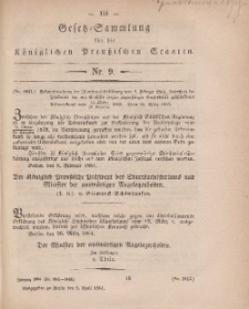 Gesetz-Sammlung für die Königlichen Preussischen Staaten, 8. April, 1864, nr. 9.