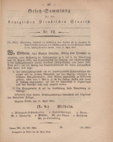 Gesetz-Sammlung für die Königlichen Preussischen Staaten, 26. April, 1864, nr. 12.