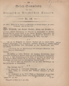 Gesetz-Sammlung für die Königlichen Preussischen Staaten, 9. Juni, 1864, nr. 19.