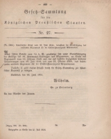 Gesetz-Sammlung für die Königlichen Preussischen Staaten, 27. Juli, 1864, nr. 27.