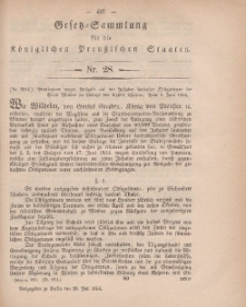 Gesetz-Sammlung für die Königlichen Preussischen Staaten, 28. Juli, 1864, nr. 28.