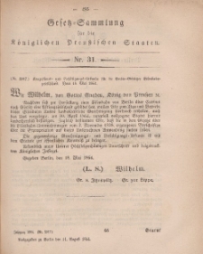 Gesetz-Sammlung für die Königlichen Preussischen Staaten, 11. August, 1864, nr. 31.