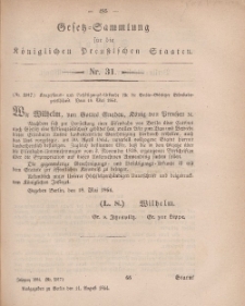 Gesetz-Sammlung für die Königlichen Preussischen Staaten, 11. August, 1864, nr. 31.