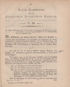 Gesetz-Sammlung für die Königlichen Preussischen Staaten, 3. Oktober, 1864, nr. 36.