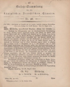 Gesetz-Sammlung für die Königlichen Preussischen Staaten, 24. Oktober, 1864, nr. 40.