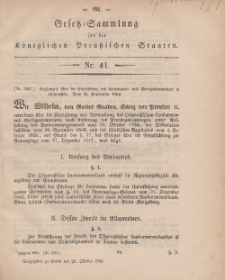 Gesetz-Sammlung für die Königlichen Preussischen Staaten, 29. Oktober, 1864, nr. 41.