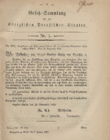 Gesetz-Sammlung für die Königlichen Preussischen Staaten, 6. Januar, 1869, nr. 1.