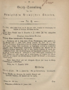 Gesetz-Sammlung für die Königlichen Preussischen Staaten, 12. Januar, 1869, nr. 2.