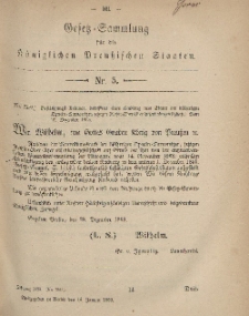 Gesetz-Sammlung für die Königlichen Preussischen Staaten, 16. Januar, 1869, nr. 5.
