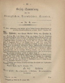 Gesetz-Sammlung für die Königlichen Preussischen Staaten, 20. Januar, 1869, nr. 6.