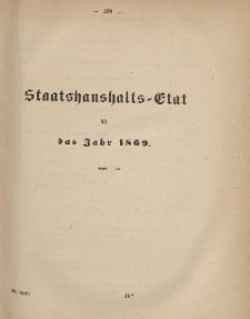 Gesetz-Sammlung für die Königlichen Preussischen Staaten, (Staatshaushalts-Etat füf das Jahr 1869)