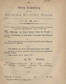 Gesetz-Sammlung für die Königlichen Preussischen Staaten, 10. Februar, 1869, nr. 12.