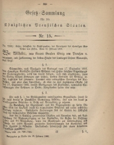 Gesetz-Sammlung für die Königlichen Preussischen Staaten, 16. Februar, 1869, nr. 15.