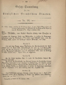 Gesetz-Sammlung für die Königlichen Preussischen Staaten, 22. Februar, 1869, nr. 16.