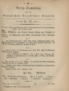 Gesetz-Sammlung für die Königlichen Preussischen Staaten, 25. Februar, 1869, nr. 17.