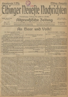 Elbinger Neueste Nachrichten, Nr. 1 Sonnabend 2 Januar 1915 67. Jahrgang