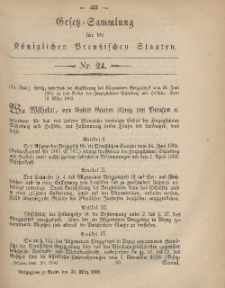 Gesetz-Sammlung für die Königlichen Preussischen Staaten, 22. März, 1869, nr. 24.