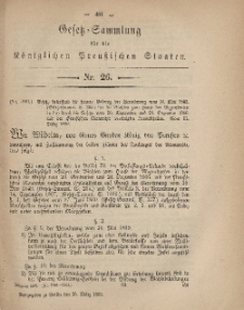 Gesetz-Sammlung für die Königlichen Preussischen Staaten, 25. März, 1869, nr. 26.