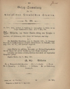 Gesetz-Sammlung für die Königlichen Preussischen Staaten, 15. April, 1869, nr. 29.