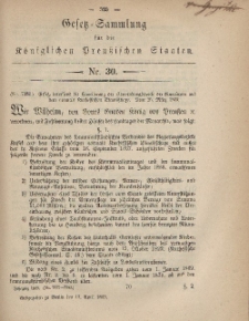 Gesetz-Sammlung für die Königlichen Preussischen Staaten, 17. April, 1869, nr. 30.