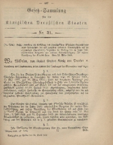 Gesetz-Sammlung für die Königlichen Preussischen Staaten, 24. April, 1869, nr. 31.