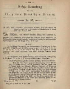 Gesetz-Sammlung für die Königlichen Preussischen Staaten, 15. Mai, 1869, nr. 37.