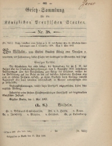 Gesetz-Sammlung für die Königlichen Preussischen Staaten, 21. Mai, 1869, nr. 38.