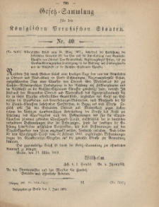 Gesetz-Sammlung für die Königlichen Preussischen Staaten, 1. Juni, 1869, nr. 40.