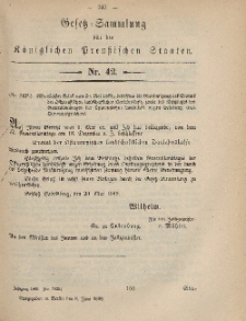 Gesetz-Sammlung für die Königlichen Preussischen Staaten, 8. Juni, 1869, nr. 42.