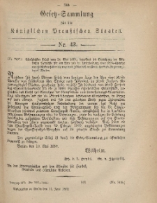 Gesetz-Sammlung für die Königlichen Preussischen Staaten, 11. Juni, 1869, nr. 43.