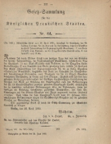 Gesetz-Sammlung für die Königlichen Preussischen Staaten, 22. Juni, 1869, nr. 44.