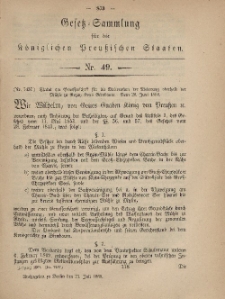 Gesetz-Sammlung für die Königlichen Preussischen Staaten, 21. Juli, 1869, nr. 49.