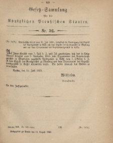 Gesetz-Sammlung für die Königlichen Preussischen Staaten, 14. August, 1869, nr. 52.