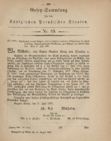 Gesetz-Sammlung für die Königlichen Preussischen Staaten, 18. August, 1869, nr. 53.
