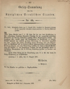 Gesetz-Sammlung für die Königlichen Preussischen Staaten, 1. September, 1869, nr. 55.