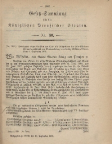 Gesetz-Sammlung für die Königlichen Preussischen Staaten, 30. September, 1869, nr. 60.