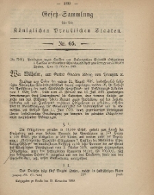 Gesetz-Sammlung für die Königlichen Preussischen Staaten, 13. November, 1869, nr. 65.