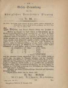 Gesetz-Sammlung für die Königlichen Preussischen Staaten, 22. November, 1869, nr. 66.