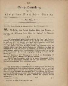 Gesetz-Sammlung für die Königlichen Preussischen Staaten, 27. November, 1869, nr. 67.