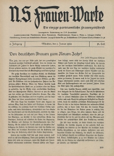 N.S. Frauen-Warte : Zeitschrift der N. S. Frauenschaft, 2.Jahrgang 1934, 1. Januar, H. 13