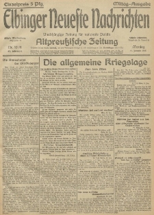 Elbinger Neueste Nachrichten, Nr. 10 Montag 11 Januar 1915 67. Jahrgang