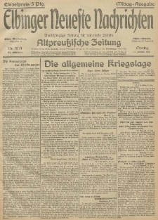 Elbinger Neueste Nachrichten, Nr. 10 Montag 11 Januar 1915 67. Jahrgang