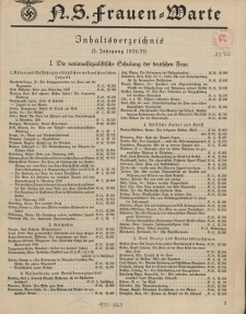 N.S. Frauen-Warte : Zeitschrift der N. S. Frauenschaft (Inhaltsverzeichnis, 3. Jg. 1934/35)