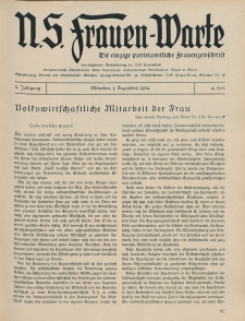 N.S. Frauen-Warte : Zeitschrift der N. S. Frauenschaft, 3.Jahrgang 1934, 1. August, H. 4