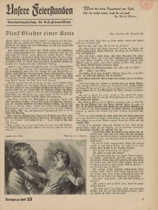 N.S. Frauen-Warte : Zeitschrift der N. S. Frauenschaft (Unsere Feierstunden : Beilage zu Heft 23)