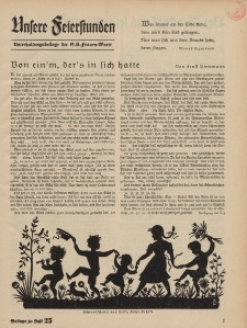 N.S. Frauen-Warte : Zeitschrift der N. S. Frauenschaft (Unsere Feierstunden : Beilage zu Heft 25)